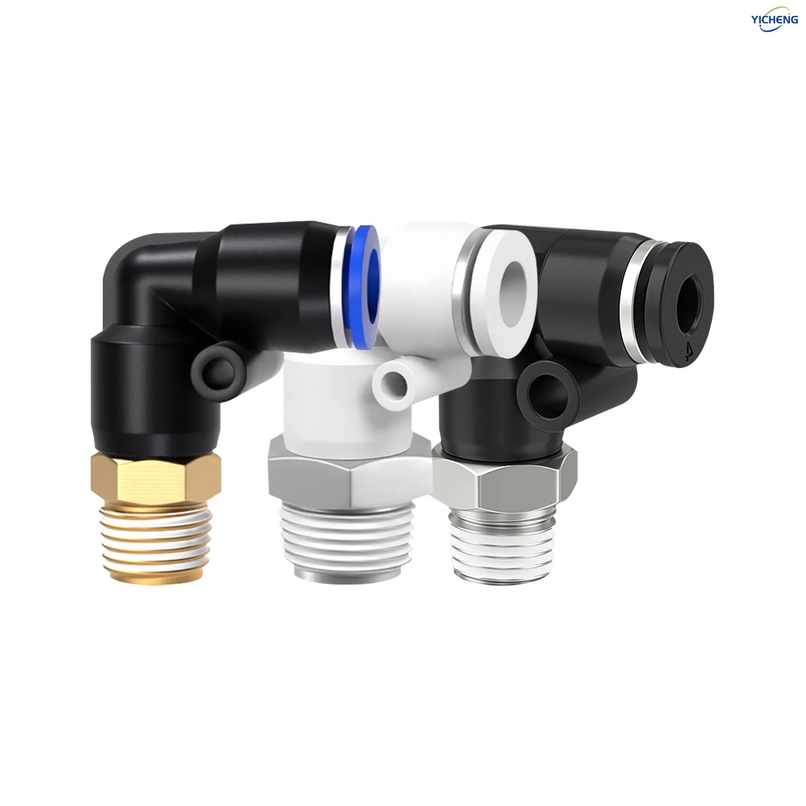 

YICHENG Pipe Fittings Male 4mm Tube OD Elbow Thread specification M5"1/8"1/4"3/8" Inch 90°Push to Connect Fitting (Pack of 30)