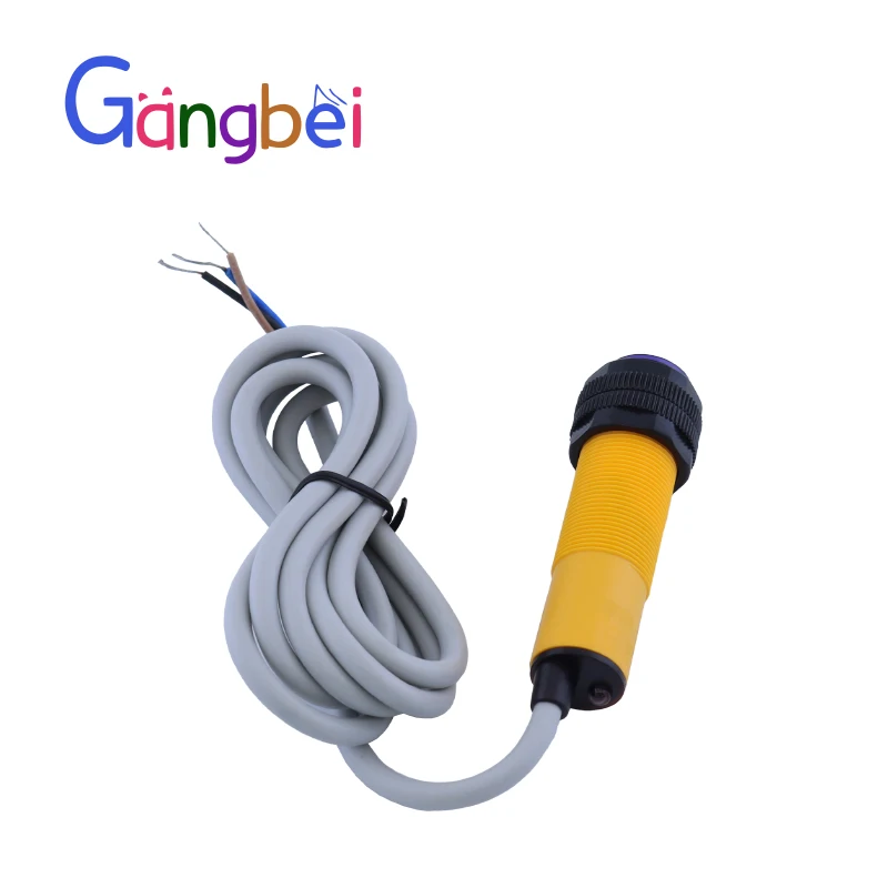 E3F-DS5C4/B2/P1/P2/Y1,Y2/N12/P12 Sensor Fotoelétrico de 5 cm, NPN Normalmente Aberto M18 DC Três Linha
