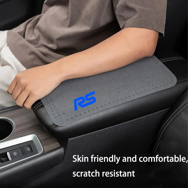 For Ford RS Focus 2 3 MK2 MK3 MK4 Fiesta Mondeo Fusion Puma Kuga Car Accessories Suede Car Central Armrest Pad Anti Slip Cushion