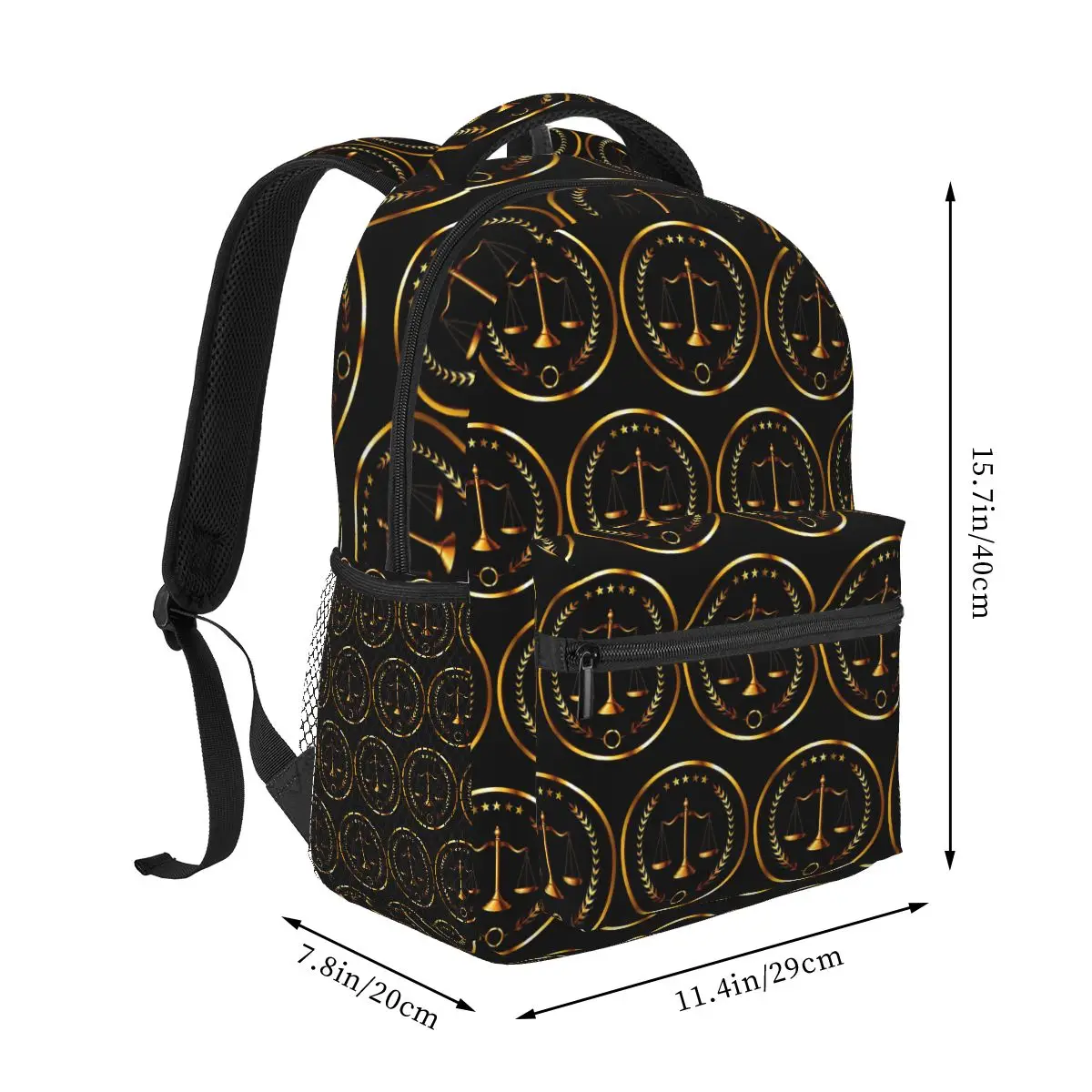 Gold Scales Of Justice Law Lawyer Legal Party Backpacks Boys Girls Bookbag Students School Bags Travel Rucksack Shoulder Bag