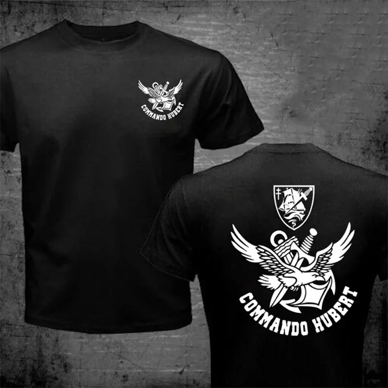 Summer T Shirts French Special Forces Marines Combat Swimmer Frogmen Commando Hubert Marine T-Shirt Double Side Printing T-Shirt