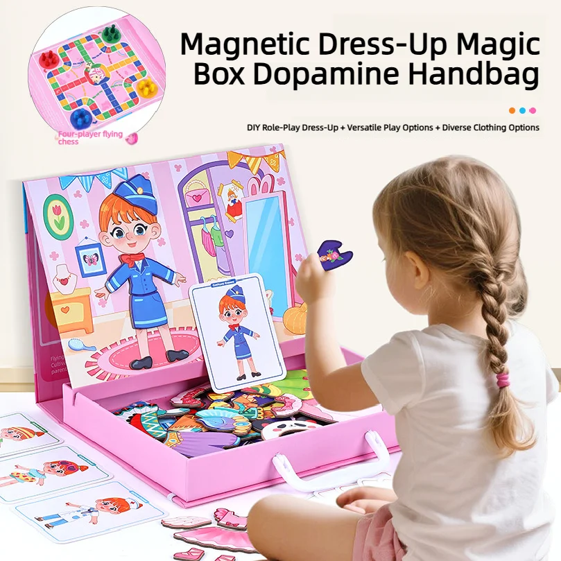 Magnetic Dress-Up Puzzle Toy, Children's Educational Fun Game, Princess Dress-Up Scene, Suitable as a Gift for Girls