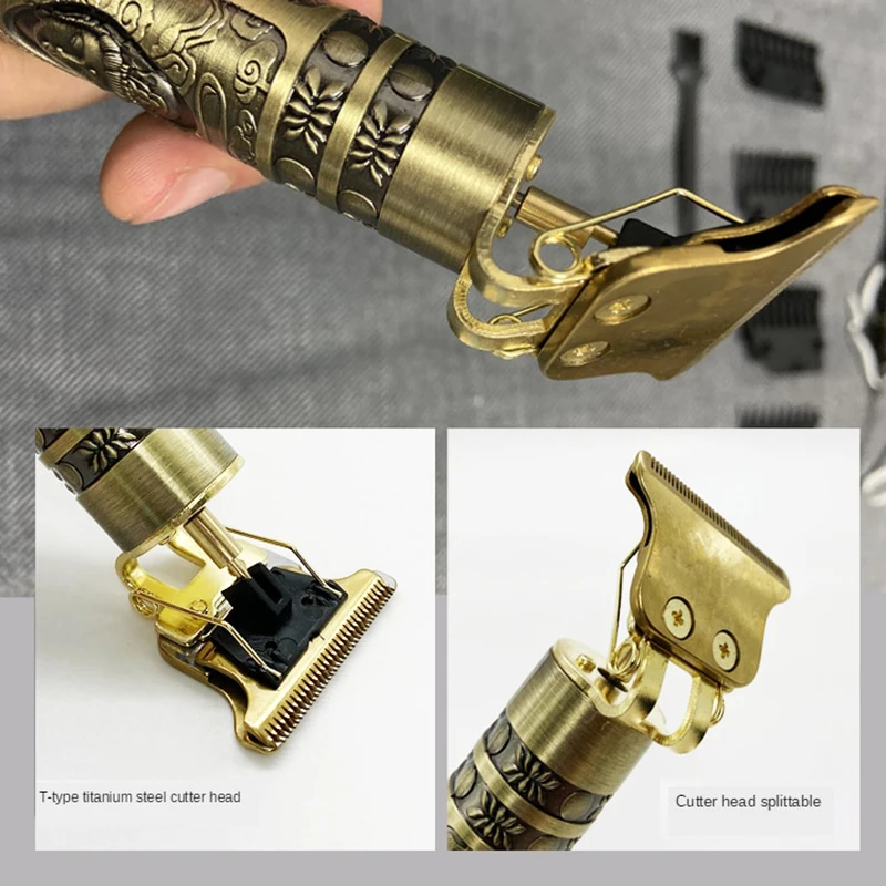 HIENA винтажная машинка для стрижки волос для мужчин, беспроводной электрический триммер для бороды, набор профессиональных парикмахерских, бритва для бритья, машинки для стрижки волос