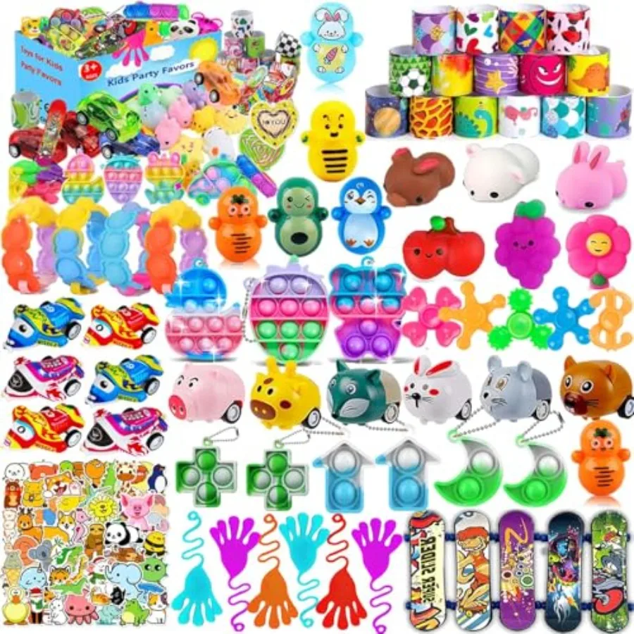 

117 Pcs Party Favors for 4-8 8-12, Pop Fidget Toys, Treasure Box Toys for Classroom Prizes, Pinata Filler Goodie Bag Stuffers,