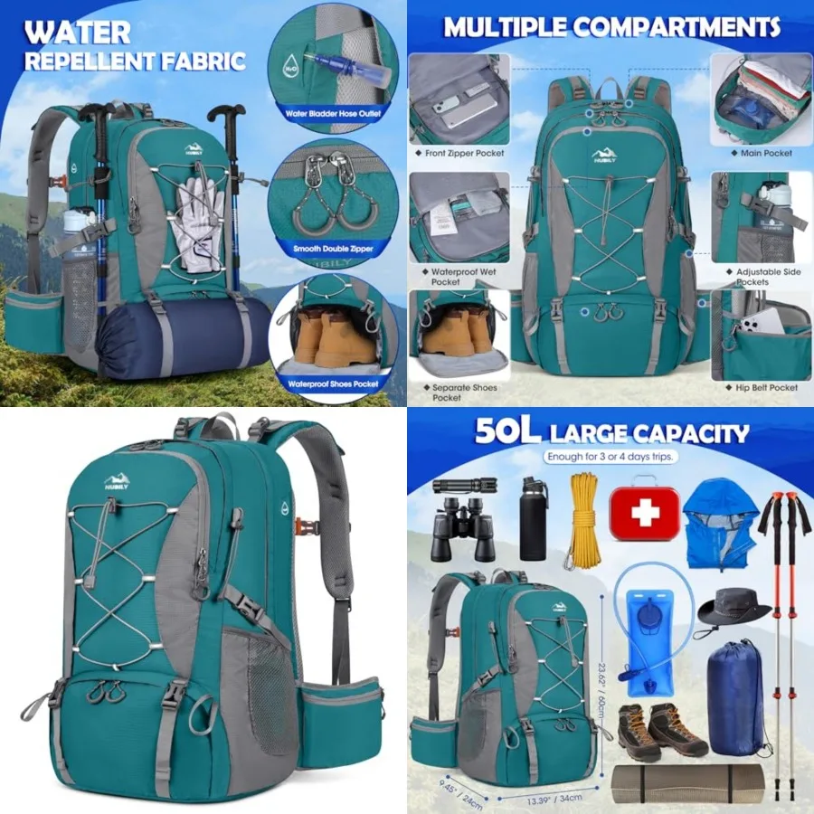 

50L Hiking Backpack Waterproof Camping Backpack for Men Women Lightweight HIking Daypack Outdoor Travel Daypack