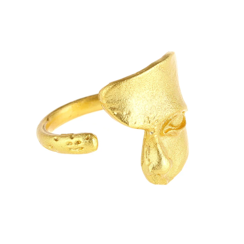 Matte matte silver mask ring, men's fashionable personality, cool style, women's hip-hop face, index finger ring