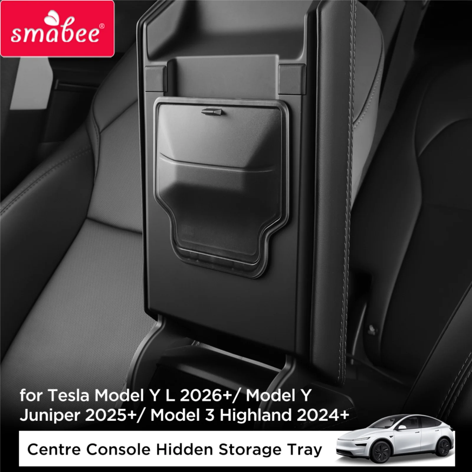 Smabee für Tesla Model Y L 2026+/ Model Y Juniper 2025+/ Model 3 Highland 2024+ Auto Mittelkonsole Armlehne Verstecktes Aufbewahrungsfach