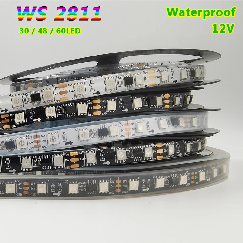 DC12V 5m WS2811 pixel Led Strip light Addressable 30/48/60/84 leds/m full color 24V 2811 IC 5050 RGB led lamp Tape decoration