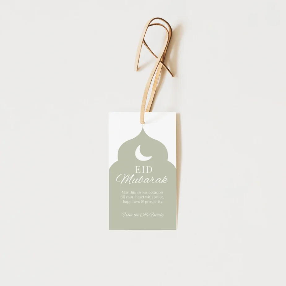 

50pcs Custom Editable Eid Gift Tag, Eid Mubarak, Iftar Party, Sage Green, Printable Gift Tag, Minimal