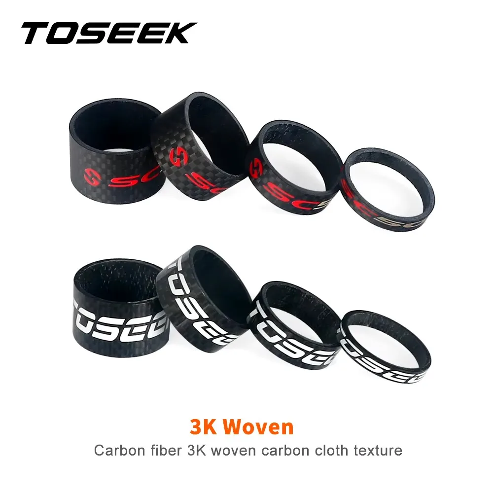 TOSEEK Carbon Fiber Headset Fork Spacers 5mm 10mm 15mm 20mm Road Bike Handlebar Washer Ring Front Fork Adjustment Spacer 28.6mm