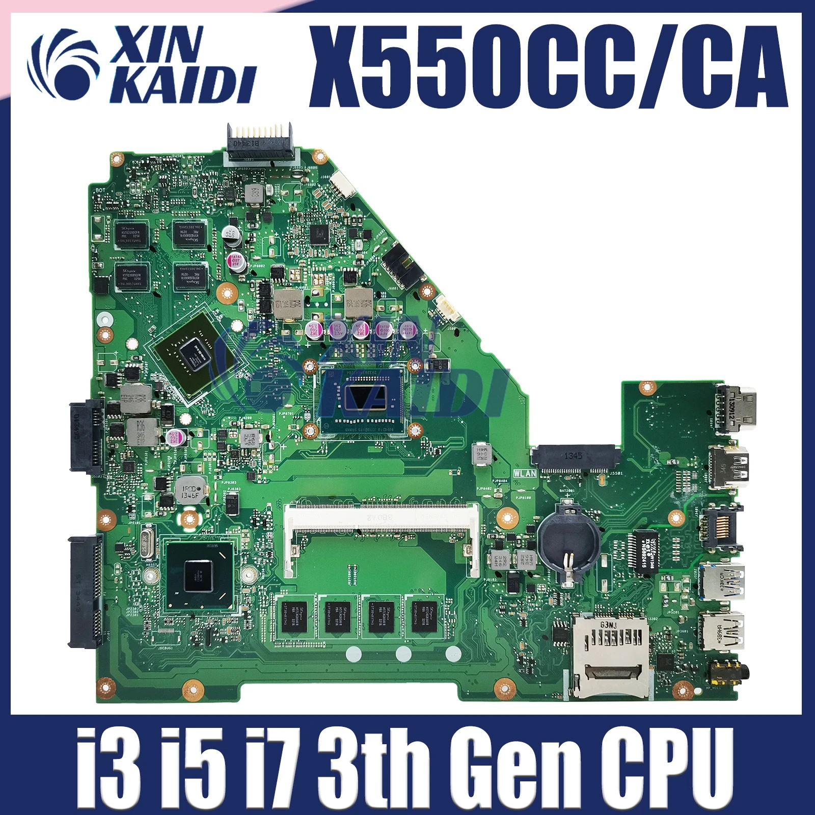 

X550CC MAINboard For ASUS X550C X550CL X552C Y581C R510C X550VC Laptop Motherboard REV2.0 2117U I3 I5 I7 4GB GT720M Test