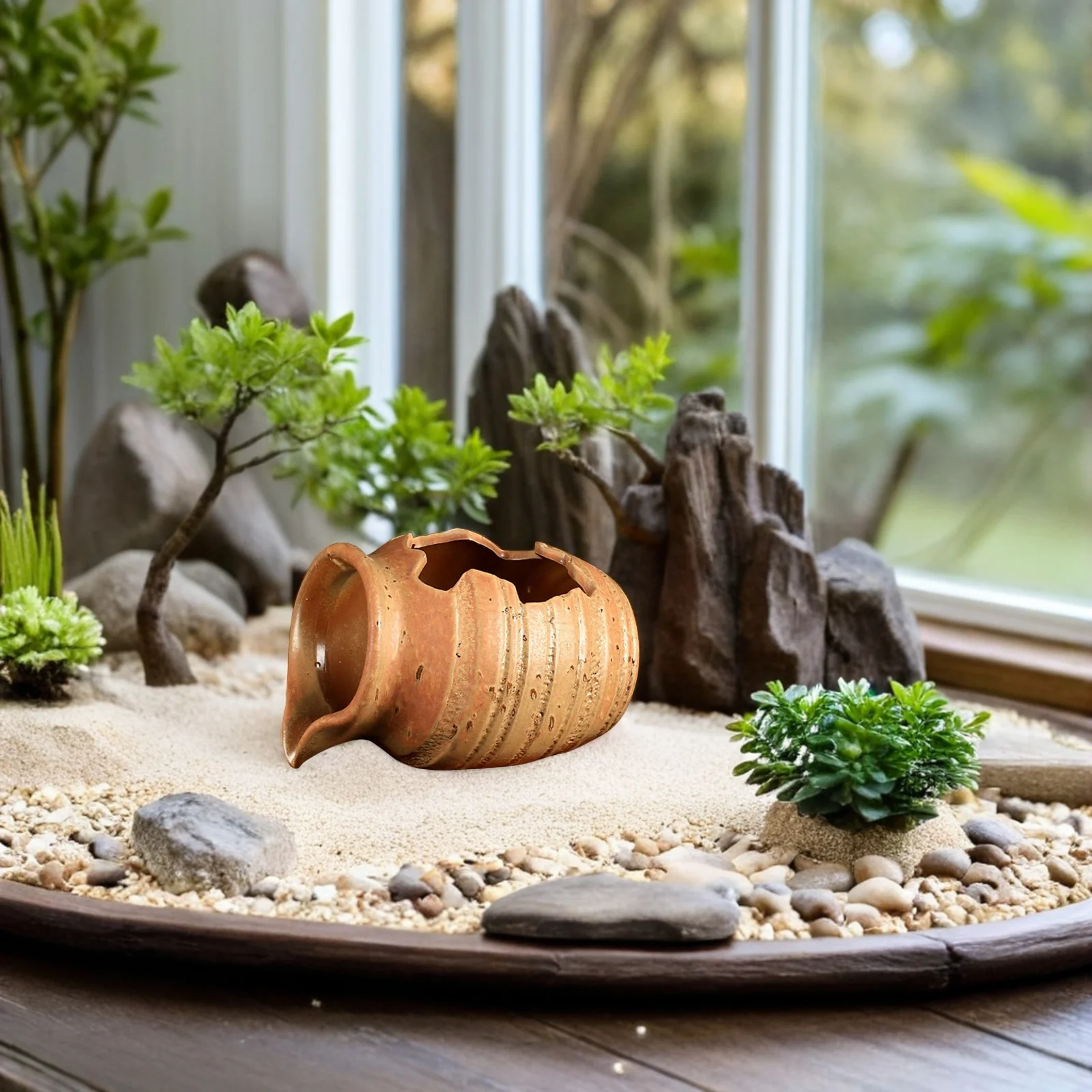 جرة سيراميك على الطراز العتيق نافورة تعميم المياه في الهواء الطلق حديقة ديكور جرة الاسترخاء تدفق نافورة الماء ديكور