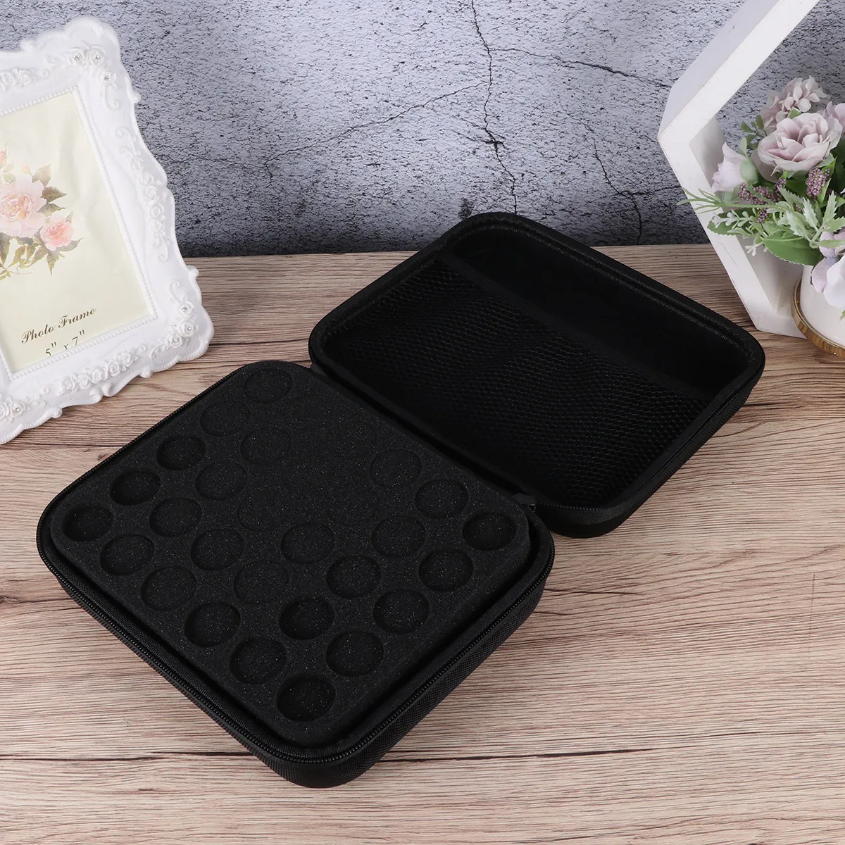 

1Pcs 30 Slot 15ml Essential Oil Bag Durable Zipper Design Simple Display Storage for Travel Home Black 15ml Bottle Bag