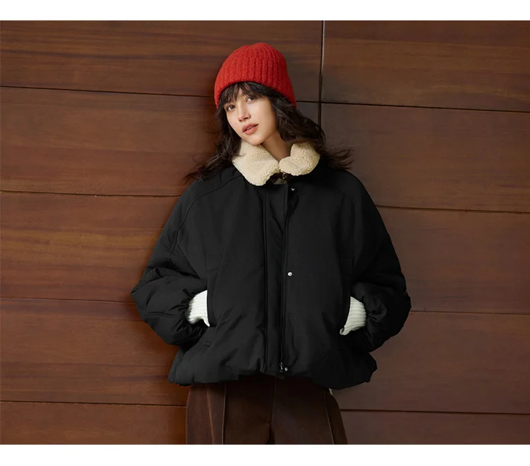 Semir Down Jacket Women Raglan Sleeve Removable Fur Collar 2026 New Winter Oversize Bud-Style Retro Outerwear Women's Clothing