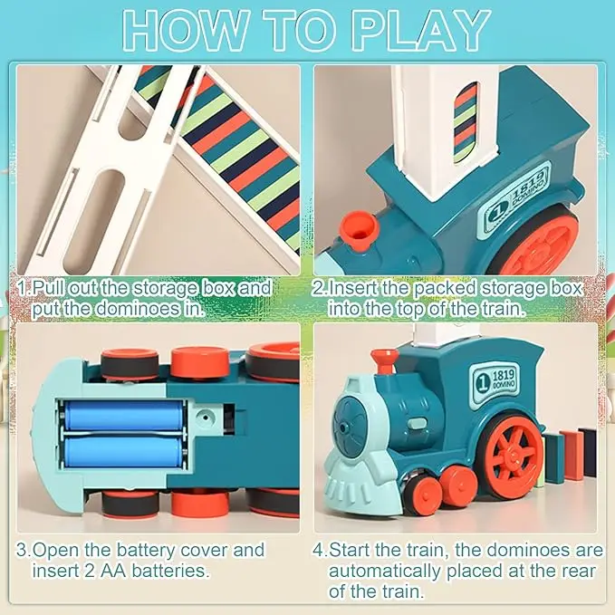 Creatieve Domino Treinblokken Set Bouw- en stapelspeelgoed, Domino Treinspeelgoed voor kinderen van 3-12 jaar