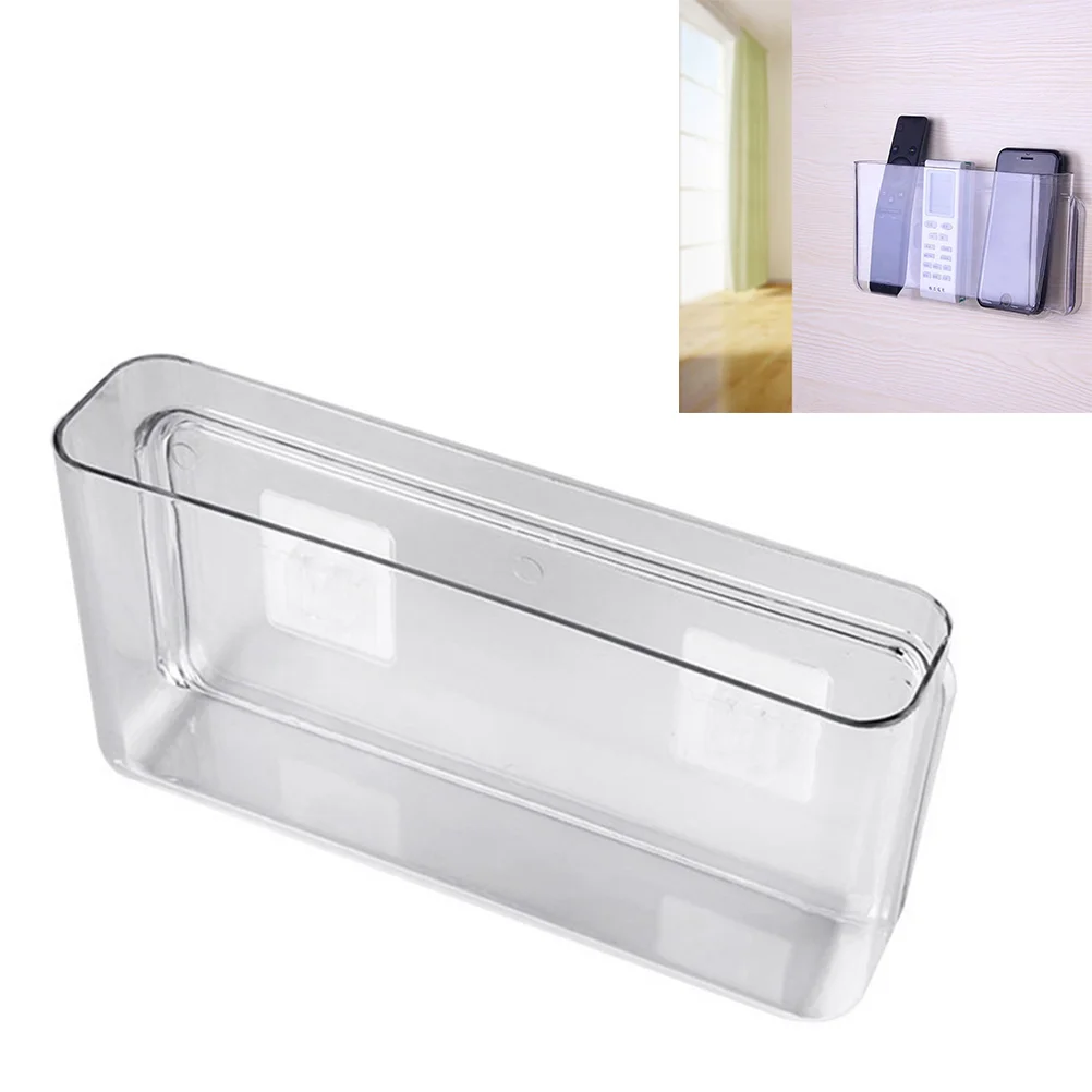 1pc Plastic Clear Storage Container Wall Mounted Storage Holder No Punch Large Sundry Storage Box for Home Kitchen