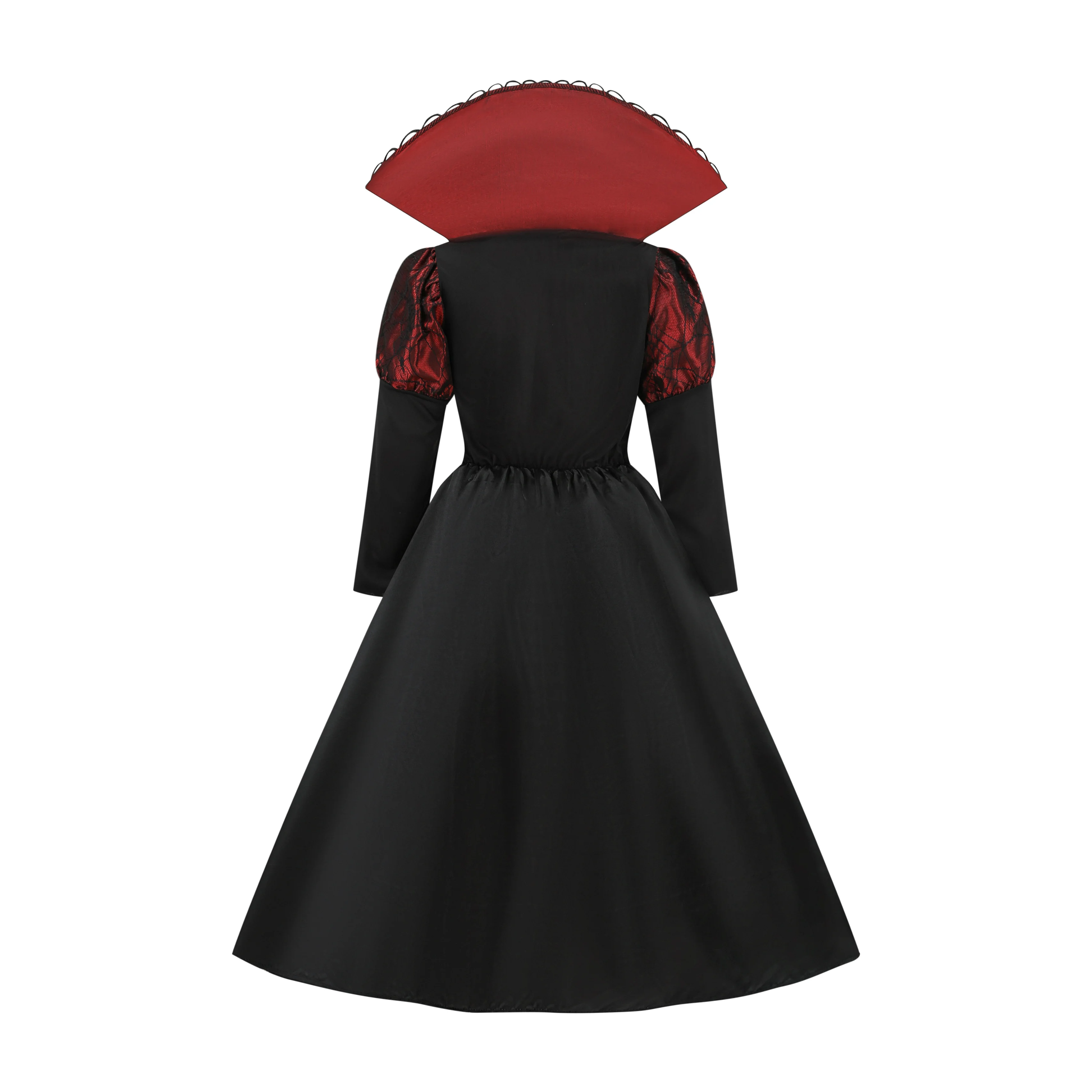 Halloween-Mädchen-Vampir-Königin-Rollenspiel-Outfit Schwarzes Rotes Langes Kleid Mit Kragen Für Bühnenauftritte – Detail 6