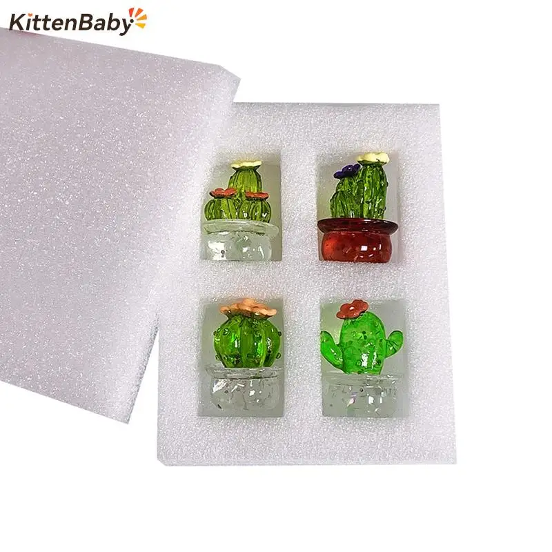 4Pcs/Set 1:12 Dollhouse Miniature Cactus Succulent Potted Plant Bonsai Model Home Decor Toy Micro Landscape Desktop Car Ornament