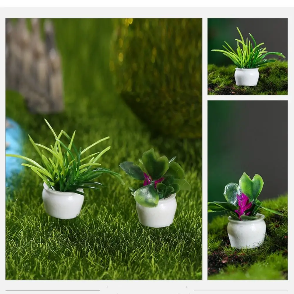 Simulation Plants Mini Tree Potted Mini Plastics Simulation Potted Plants 1:12 Dollhouse Resin Dollhouse Green Plant