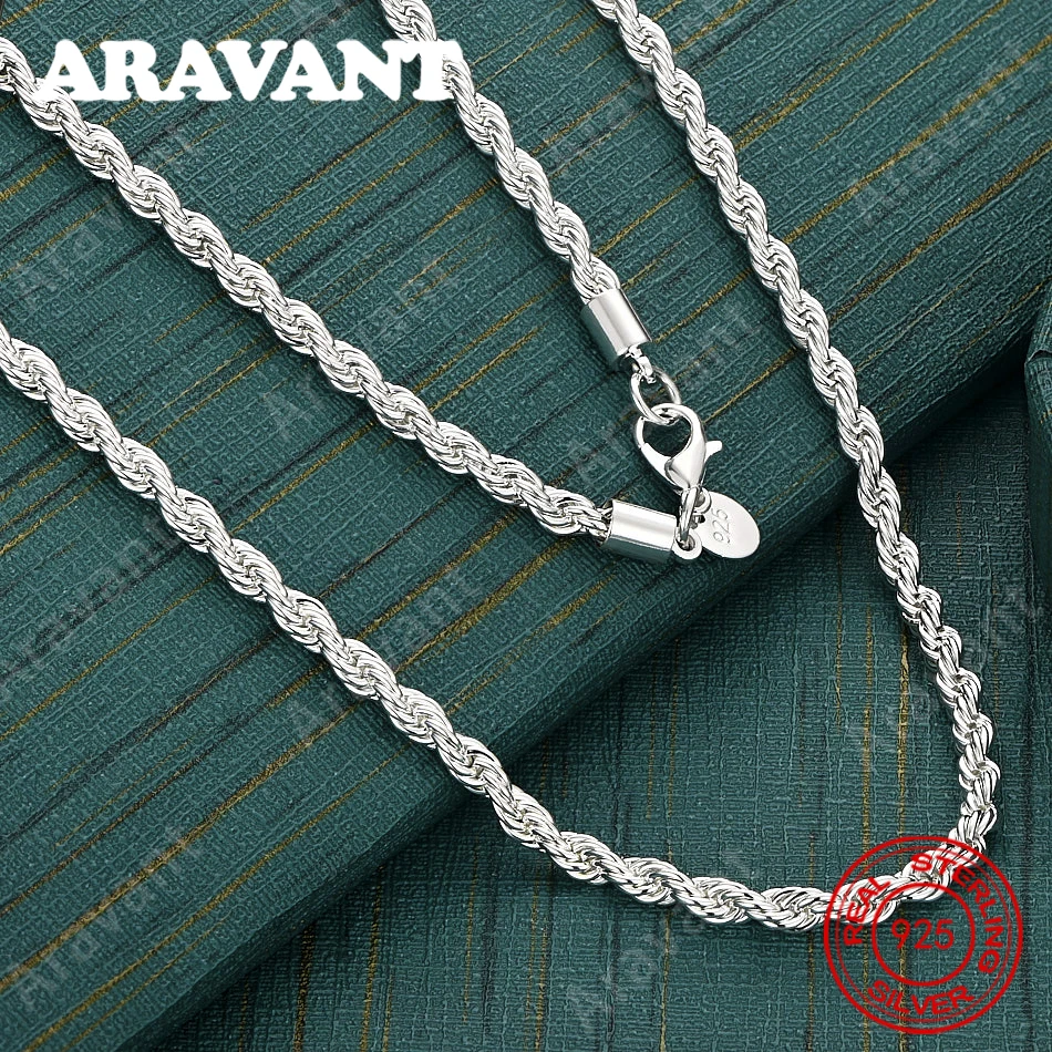 

925 Sterling Silver 4mm Cable Chain Sweater Chain Necklace Everyday Accessory For Women, Simple And Elegant Jewelry