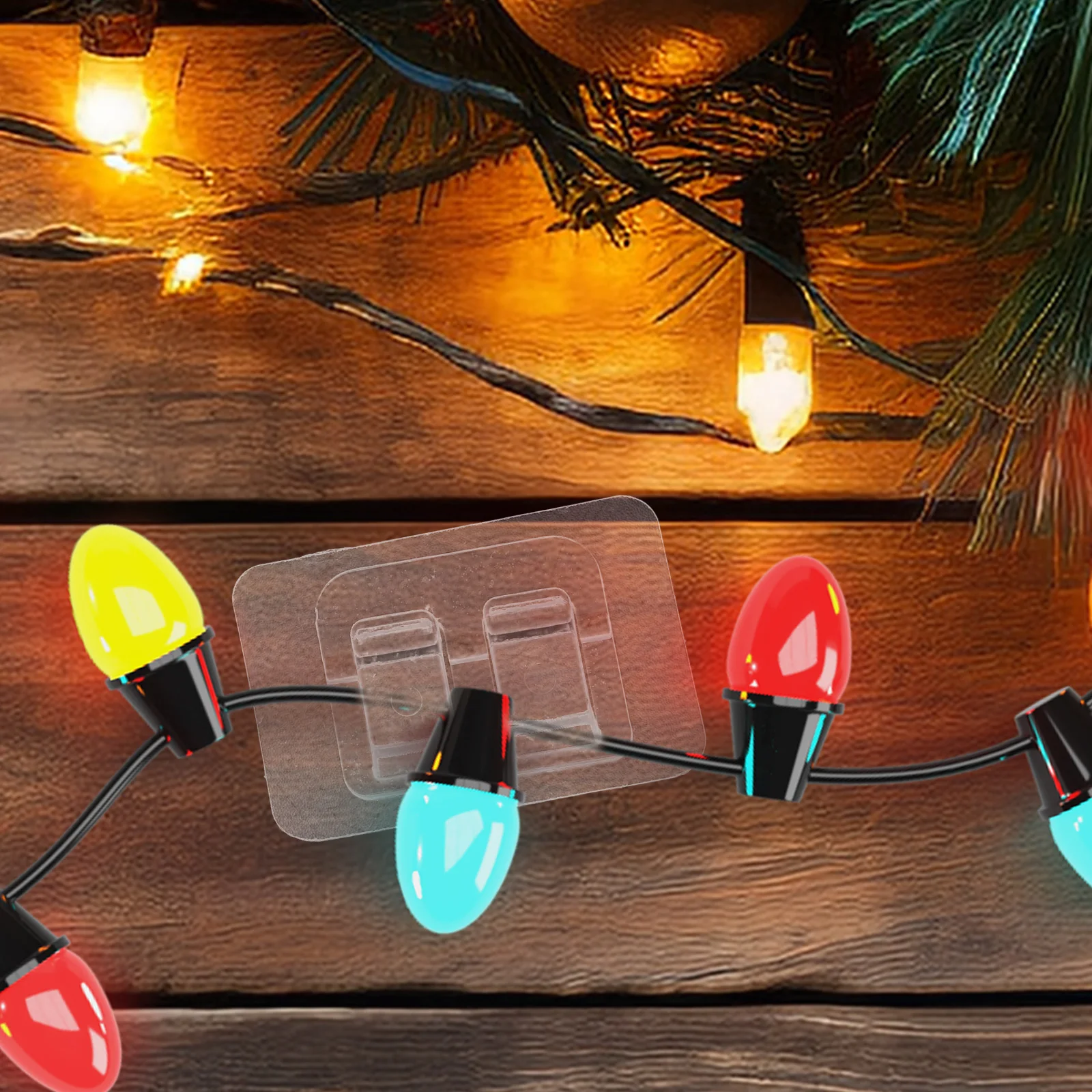 

50Pcs Outdoor String Light Clips Secure Hooks for Christmas Decorations Adjustable Height No Marks Easy Installation