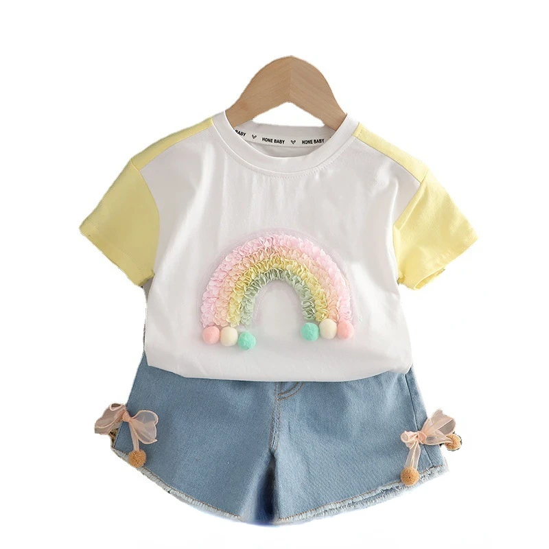 

New Summer Baby Clothes Suit Children Girls Cute Fashion T-Shirt Shorts 2Pcs/Sets Toddler Casual Costume Infant Kids Tracksuits