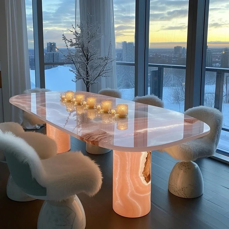 Modern minimalist natural jade dining table