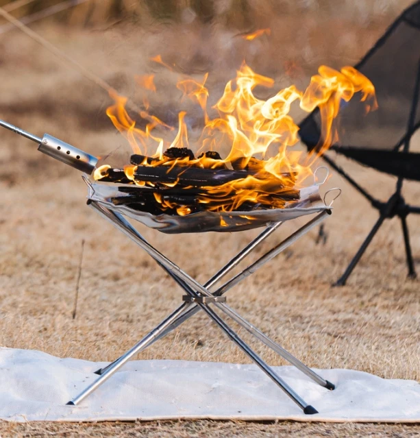 

Outdoor Stainless Steel Folding Fire Stand Portable Camping Heating Frame Camping Fire Stand Barbecue Stand Bonfire Stand