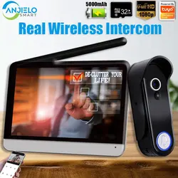 Wireless Voice Intercom Doorbell 2 Way Talk Camera Video Intercom System for Home Wifi Tuya 1080P 7 Inch Touch Screen Monitor