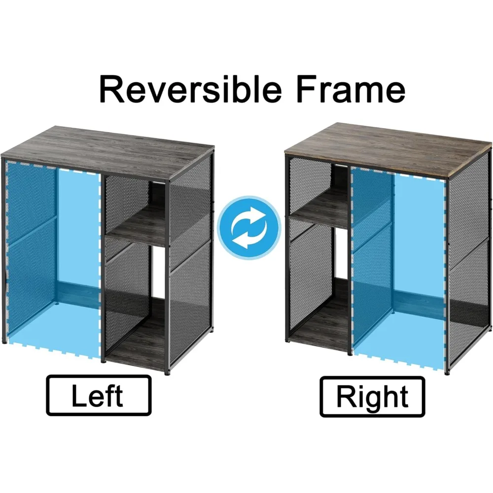خزانة بار القهوة من 3 طبقات مع مساحة ثلاجة صغيرة، رف خباز بحامل ميكروويف رمادي ريفي شديد التحمل، منظم تخزين المرافق S #6