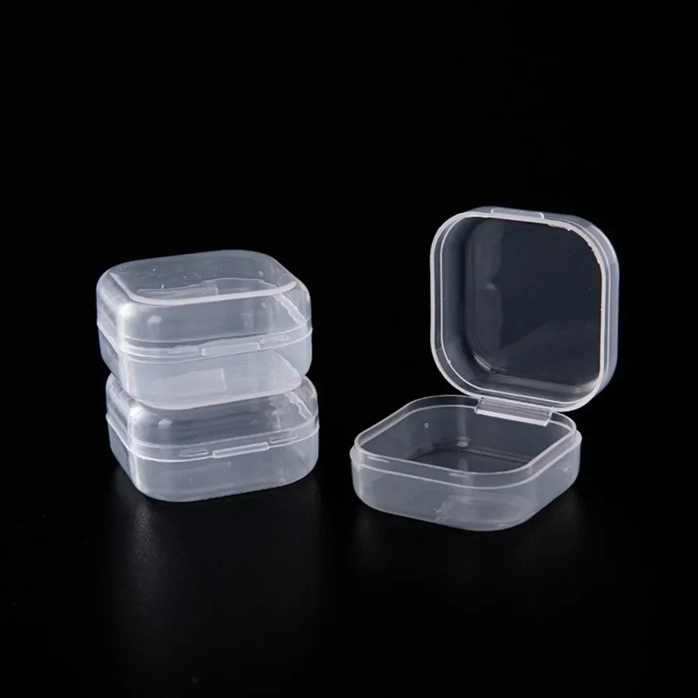 Plastic Transparent Small Box Mini with Lid, Square Earplugs, Headwear Accessories, Earring Storage, Earring Box, Parts Box