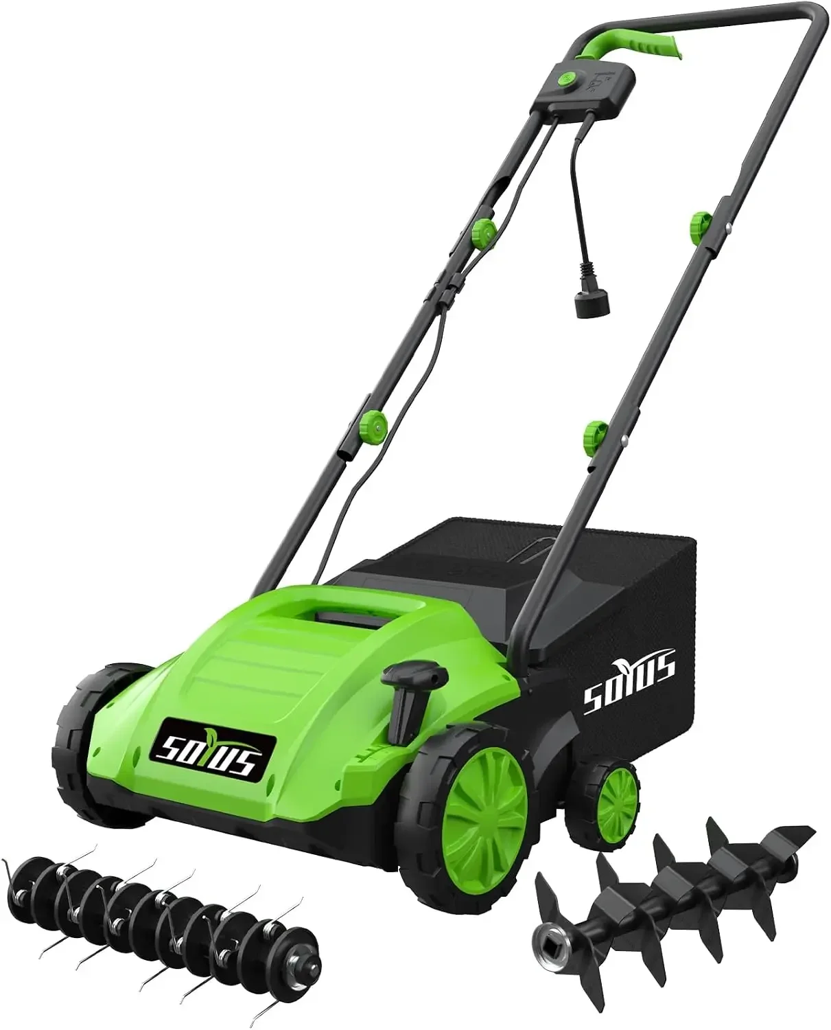 Corded Electric Dethatcher Scarifier 13 Inch 12 Amp 30L Bag Depth Adjustment Quick Fold Lawn Health