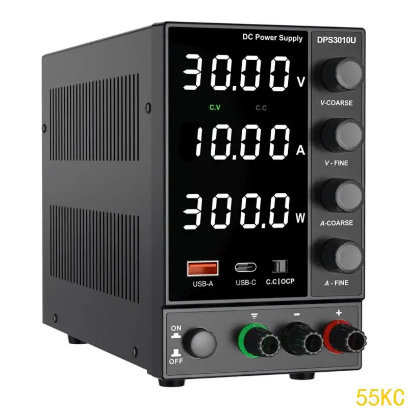55KC Variable Benches Power Supply 0 to 30/60/120/160V with Encoders Fine Adjustment Two USB Port for Electronics