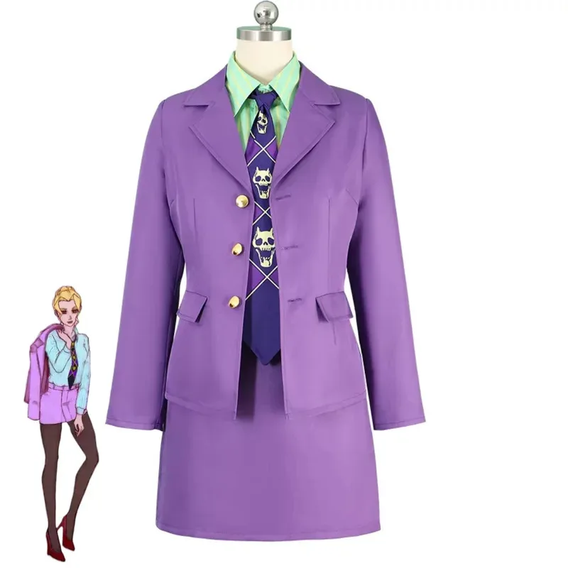 

Аниме JoJo's Bizarre Adventure Кира Йошикаге Косплей Костюм Фиолетовый Стиль Женское Пальто Рубашка Юбка Женский Сексуальный Костюм Для Вечеринки см;5