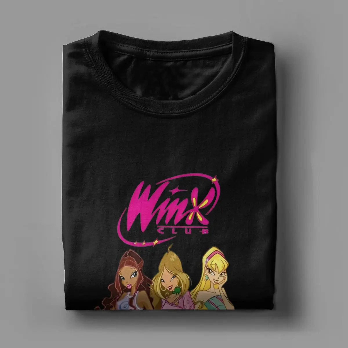 W-Winx Clubs Cartoon T Shirt Men 100% Cotton Funny T-Shirts Round Collar Fairy Beauty Anime Tee Shirt Short Sleeve Clothing New