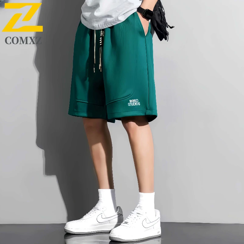 

2025 Men Casual Shorts Summer American Trend Breathable Sports Shorts Drawstring Elastic Waist Outdoor Basketball Fitness Shorts