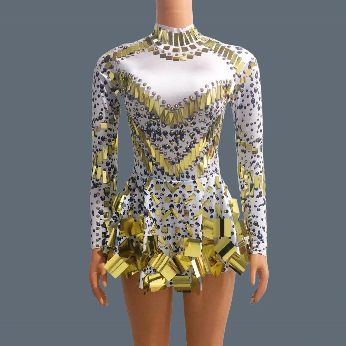 

Sexy Sequins Mini Dress Dance Troupe Nightclub Stage Performance Outfit Jazz Dance Dress For Women Party Dress-up Costume Xieshi