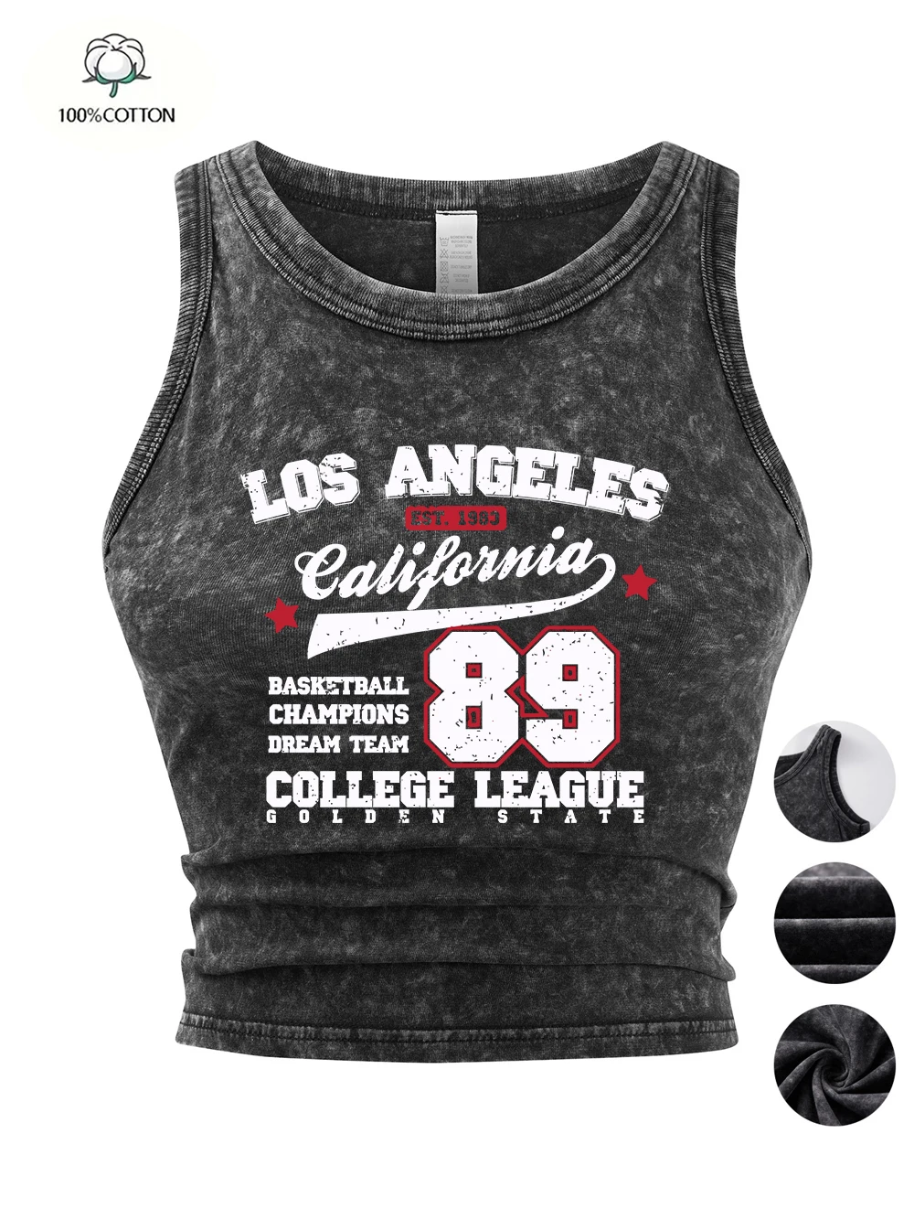 Los Angeles California Number 89 Prints Tank Tops Y2K Women Cotton Washed T Shirts Basic Thin Tight Sleeveless Summer Clothes