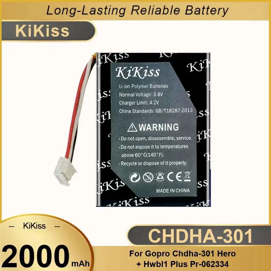 

Reliable Replacement 2000Mah For Gopro Chdha-301 Hero + HWBL1 Plus PR-062334 Sports Camera Battery