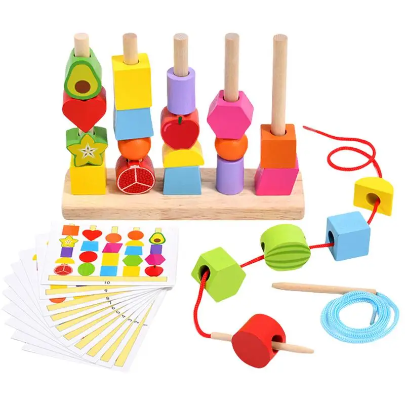 

Lacing Beads For Toddler Stacking Blocks Matching Shapes Lacing Beads Fine Motor Skills Enhancer Educational STEM Preschool