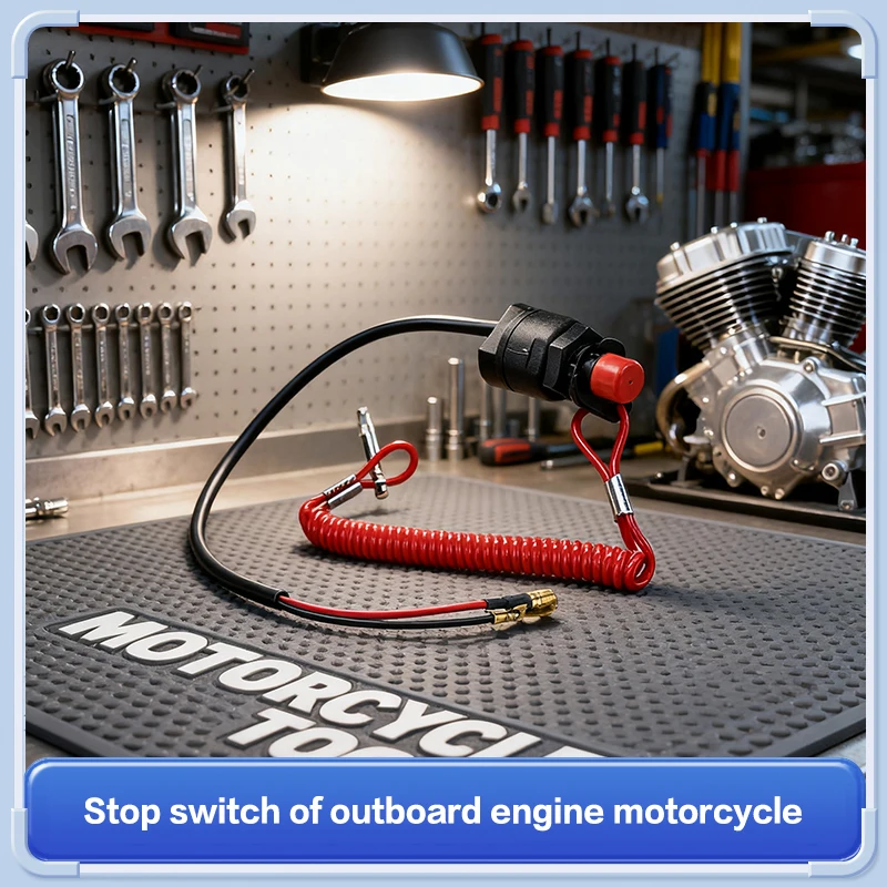 Boat Outboard Switch Engine Motor Lanyard Kill Urgent Stop Button Safety Connector Cord
