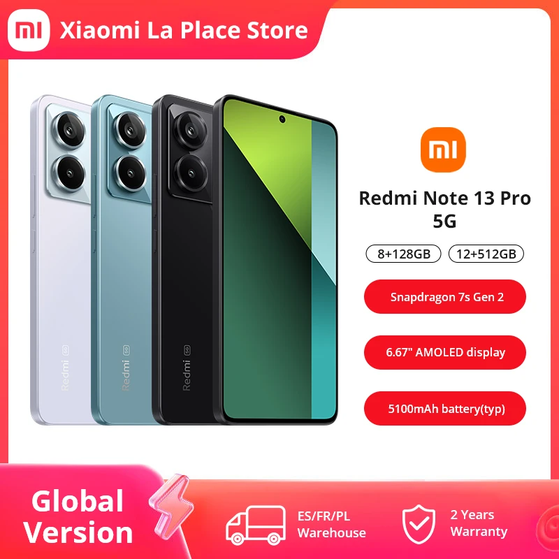 Xiaomi redmi note 13 pro 5g globale version nfc 8 256gb snapdragon 7s gen 2 bildschirm amoled 1,5 120 k hz kamera mp batterie