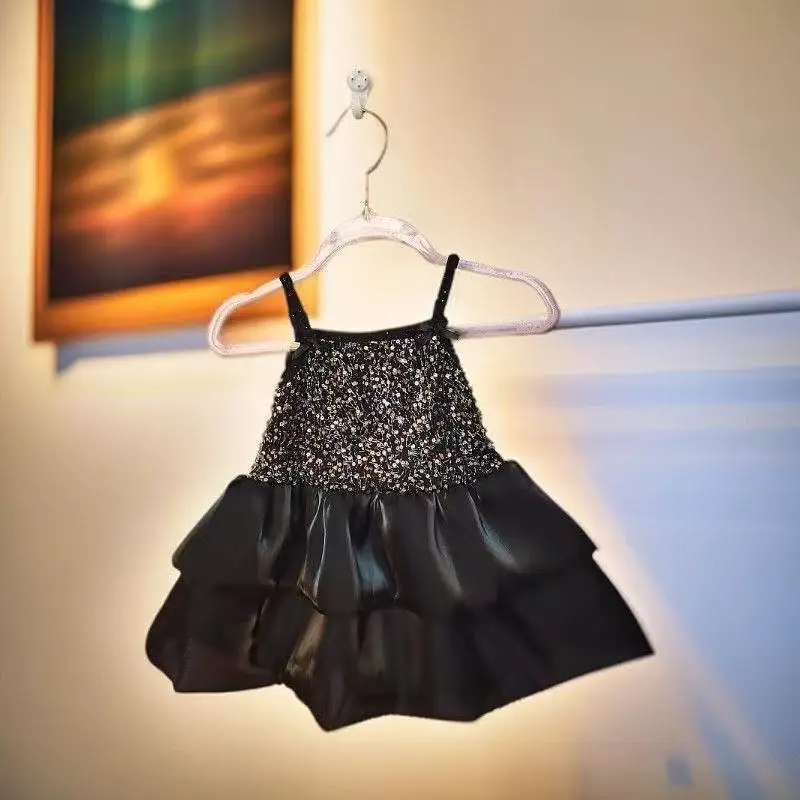 

Kids Girls' Summer Camisole Sequin Dress Baby Girl's Fashionable Fluffy Dress Girls' stylish Dress 80-120CM