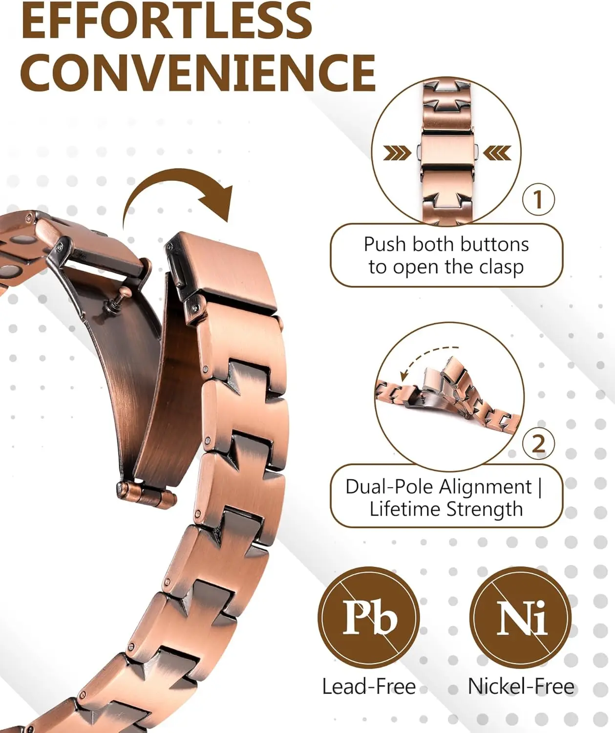 ARADOO Premium Copper Magnetic Therapy Bracelet for Men with 3500 Gauss Strength Magnets Bracelets Jewelry Gifts