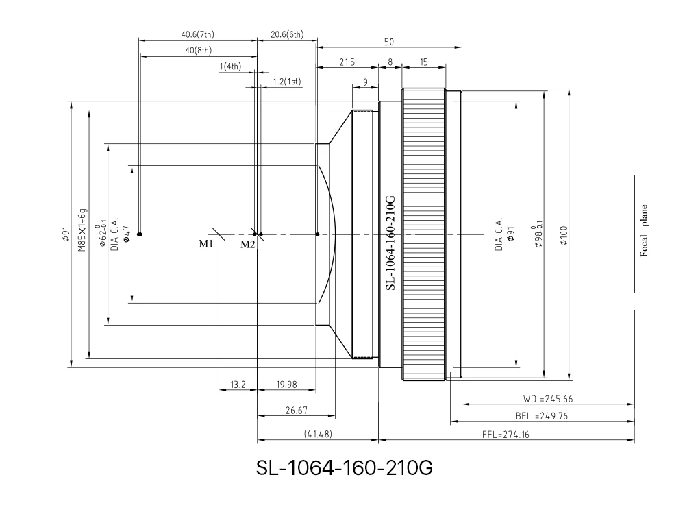 Opex f-theta Linse 300 nm m85 Gewindes can feld 70*70-300*420 Brennweite-mm nm yag Glasfaser-Laser markierung steil – Detail 10