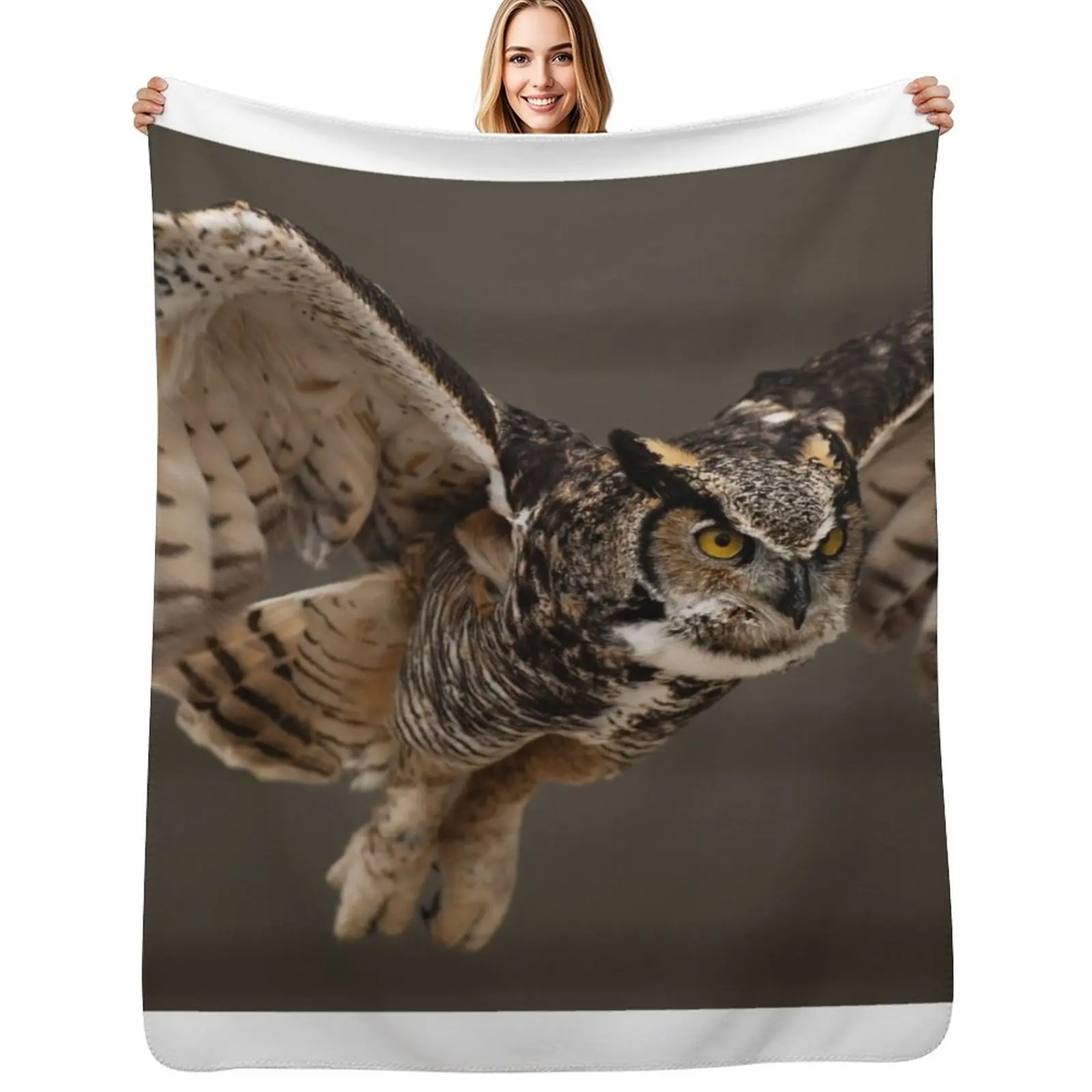 

Great Horned Owl Throw Blanket Retros For Decorative Sofa Vintage Tourist Blanket