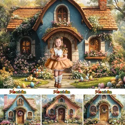 Mocsicka Easter House Background Photography Spring Fairyland Flower Egg Photo Backdrop Kid Birthday Party Baby Shower Photocall