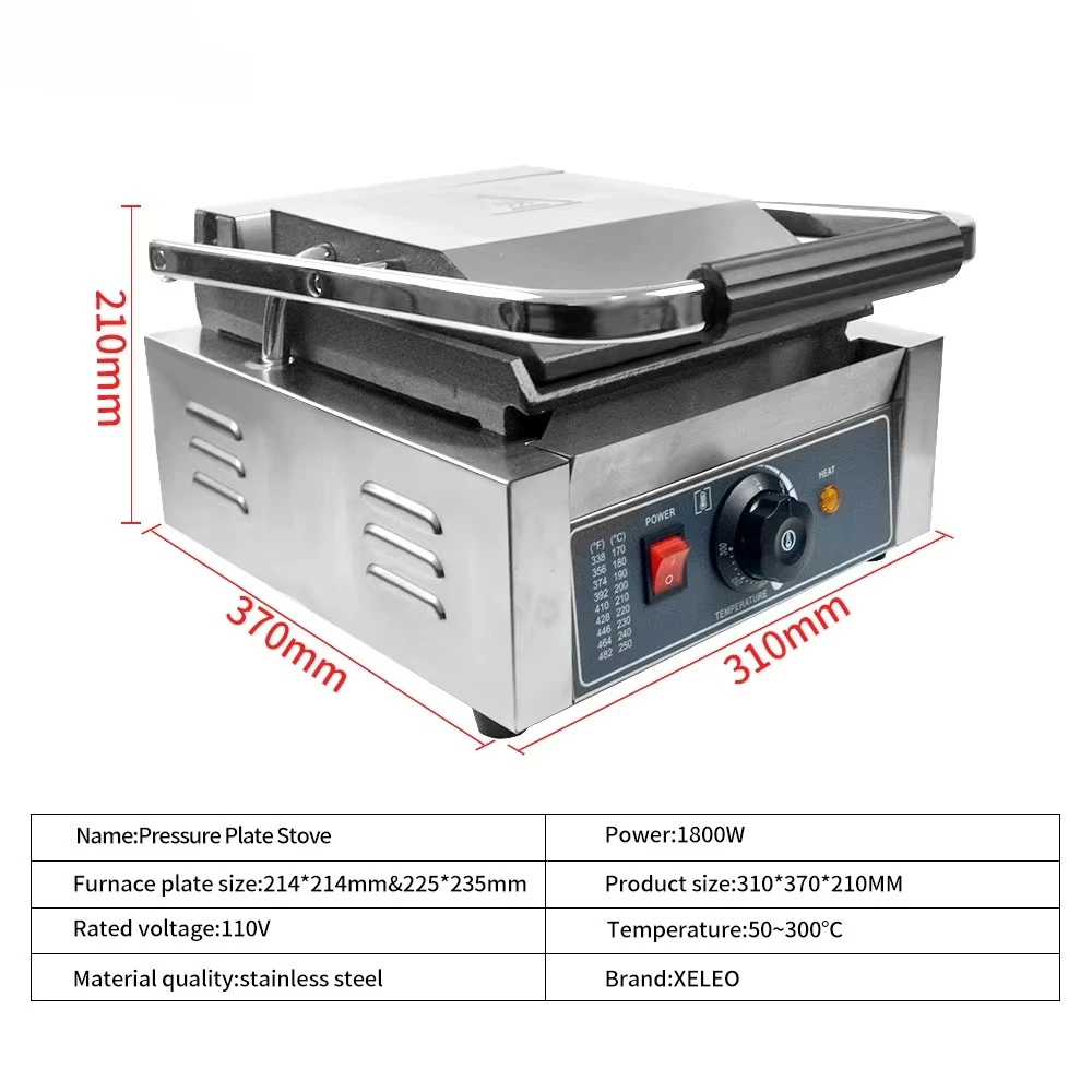 XEOLEO Commercial Electric Steak Grill Machine 1800W Griddle Household Flat Plate Griddle Barbecue Machine Sandwich Panini Grill view 2