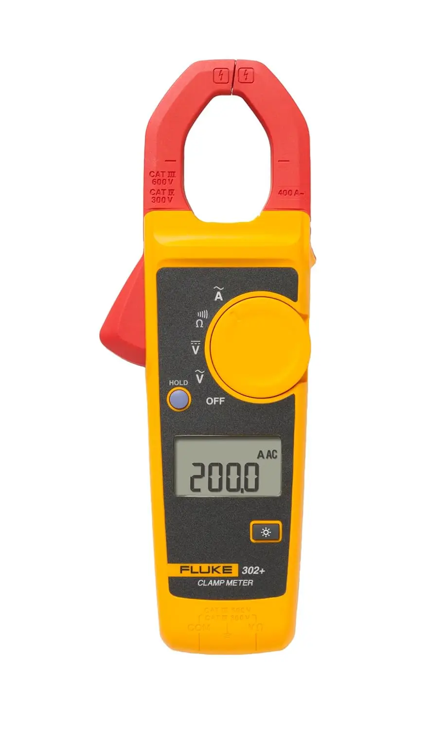 302+ Digital Clamp Meter, 30mm Jaw, Measures AC Current to 400A, Measures AC/DC Voltage to 600V, Resistance, Continuity, and Cap