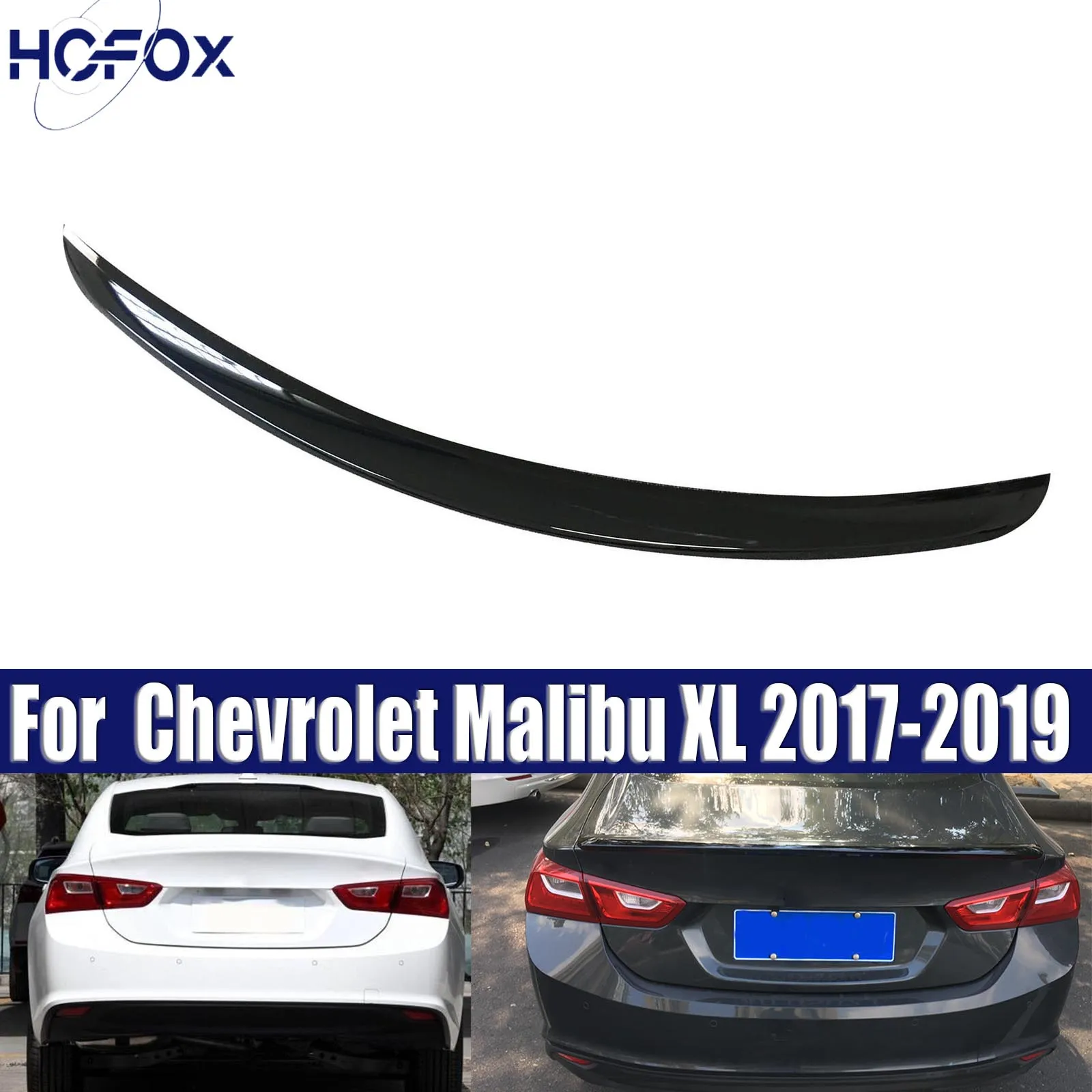 

For Chevrolet Malibu XL 2017-2019 Black ABS Trunk Rear Spoiler Cover Trim Water Retaining Wing